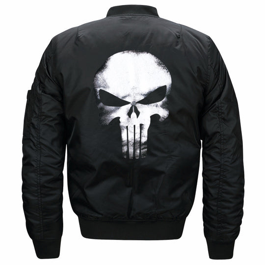 Men's  skull-back printed lightweight nylon bomber jacket with ribbed cuffs and sleeve utility pocket Nord Taschen