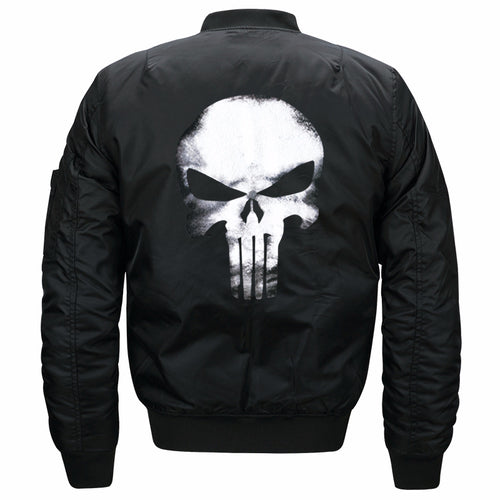 Men's  skull-back printed lightweight nylon bomber jacket with ribbed cuffs and sleeve utility pocket Nord Taschen