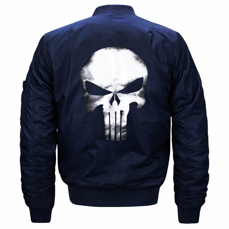 Men's  skull-back printed lightweight nylon bomber jacket with ribbed cuffs and sleeve utility pocket Nord Taschen