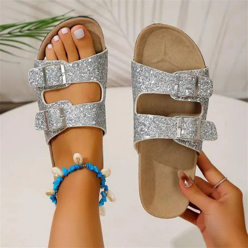Slippers mit Doppelter Schnalle