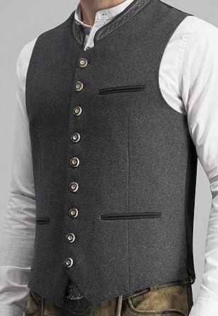 Nord Taschen | Herren Trachtenweste Weste Grau Klassisch Elegant