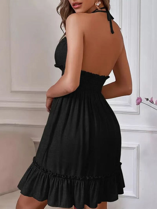 Tiefes V-Seil-Sling-Neckholder-Kleid
