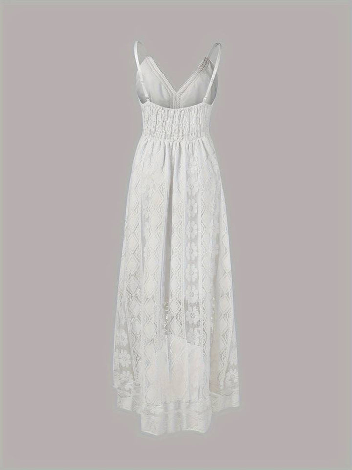 boho-maxi-sommerkleid mit spaghettiträgern und v-ausschnitt