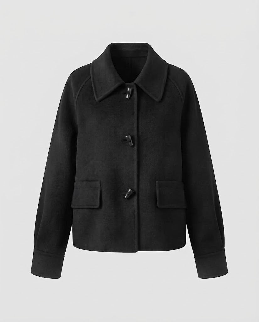 Damen Boxy‑Kurzmantel aus Wollmix mit Knebelverschlüssen und Pattentaschen Nord Taschen