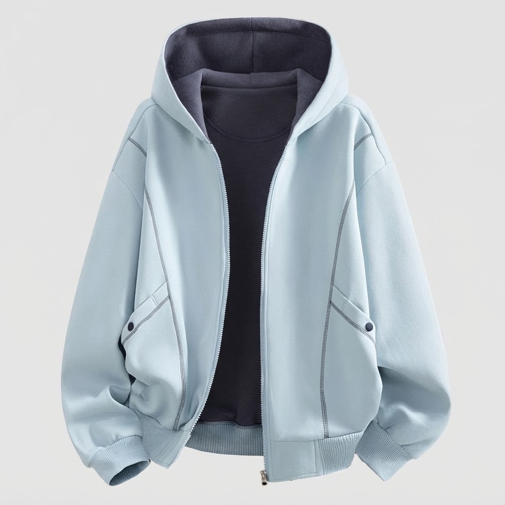 Herren Oversize Kapuzen-Sweatjacke Nord Taschen