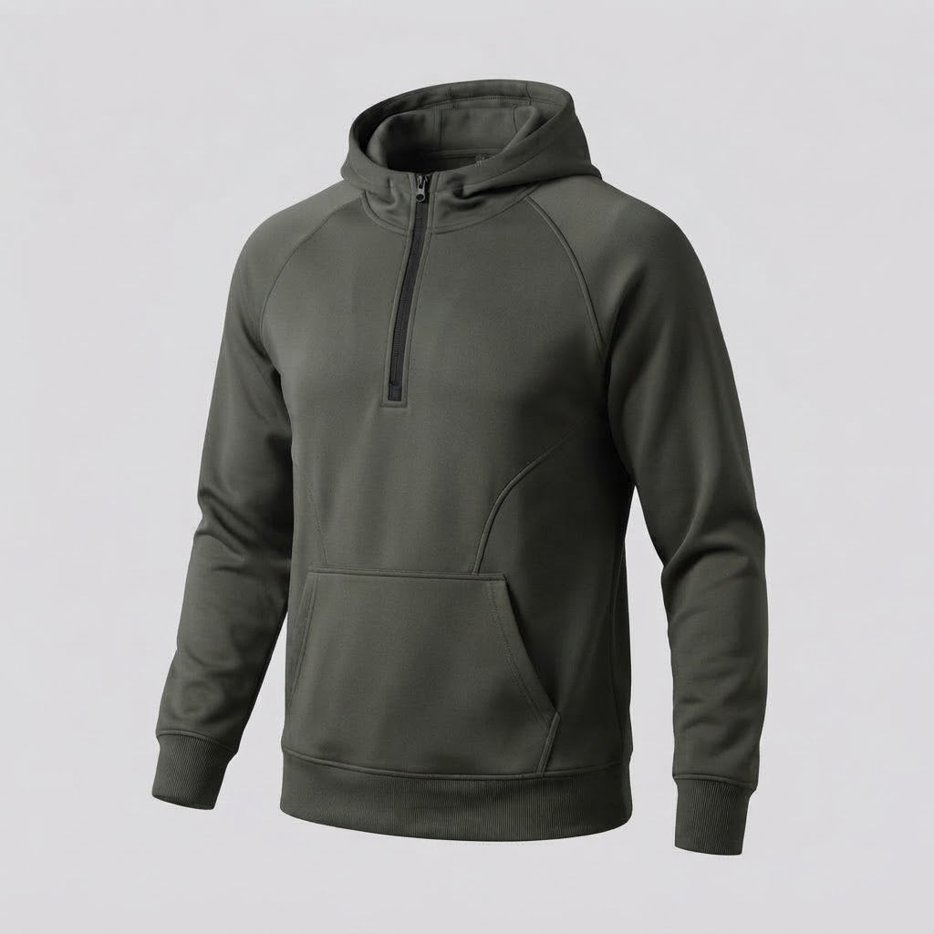 Herren Halb-Reißverschluss Hoodie mit Kängurutasche und kontrastierendem Rückenteil Nord Taschen