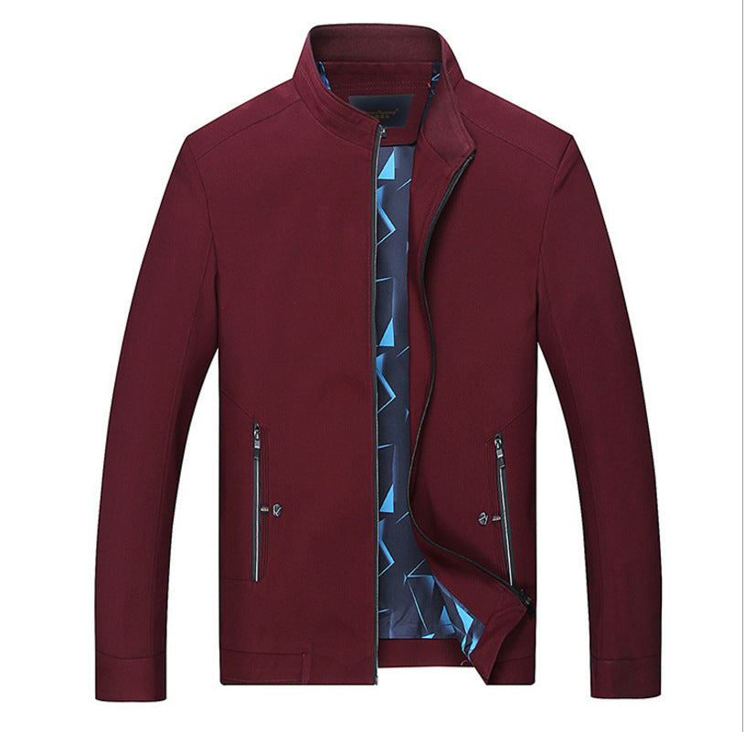 Herren Schlanke Stehkragen-Übergangsjacke mit Reißverschluss, wasserabweisender Außenfläche und geometrischem Futter Nord Taschen