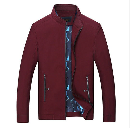 Herren Schlanke Stehkragen-Übergangsjacke mit Reißverschluss, wasserabweisender Außenfläche und geometrischem Futter Nord Taschen
