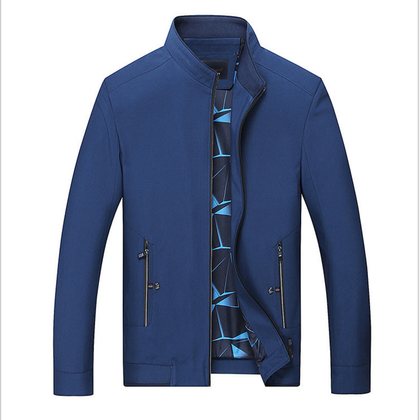 Herren Schlanke Stehkragen-Übergangsjacke mit Reißverschluss, wasserabweisender Außenfläche und geometrischem Futter Nord Taschen