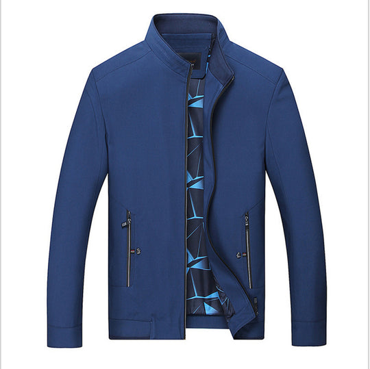 Herren Schlanke Stehkragen-Übergangsjacke mit Reißverschluss, wasserabweisender Außenfläche und geometrischem Futter Nord Taschen