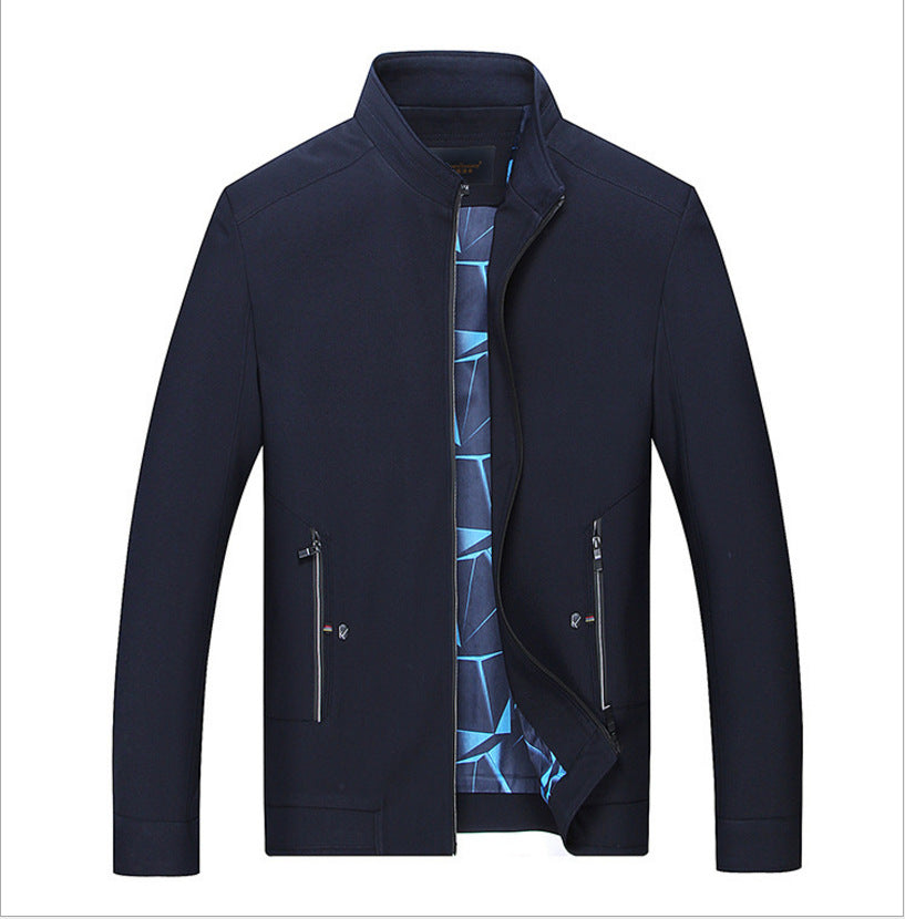 Herren Schlanke Stehkragen-Übergangsjacke mit Reißverschluss, wasserabweisender Außenfläche und geometrischem Futter Nord Taschen