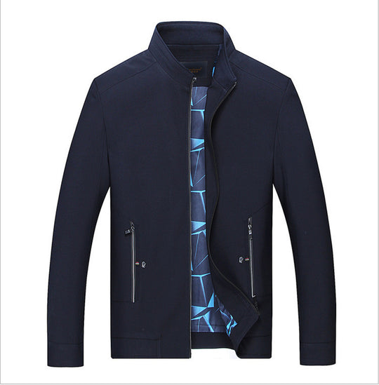 Herren Schlanke Stehkragen-Übergangsjacke mit Reißverschluss, wasserabweisender Außenfläche und geometrischem Futter Nord Taschen