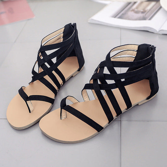 Damen Gladiator-Sandalen mit eleganter Kreuzriemen und rutschfester Sohle Nord Taschen
