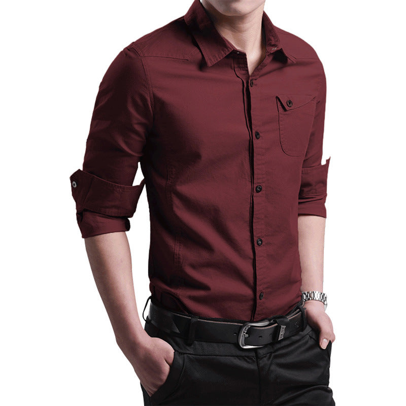 Herren Slim-Fit Business-Hemd mit Kentkragen und aufgesetzter Brusttasche Nord Taschen