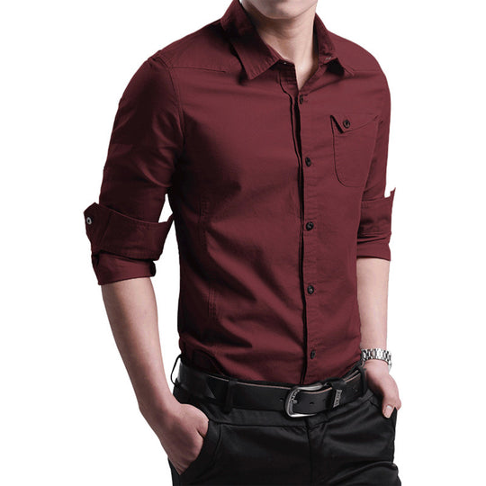Herren Slim-Fit Business-Hemd mit Kentkragen und aufgesetzter Brusttasche Nord Taschen