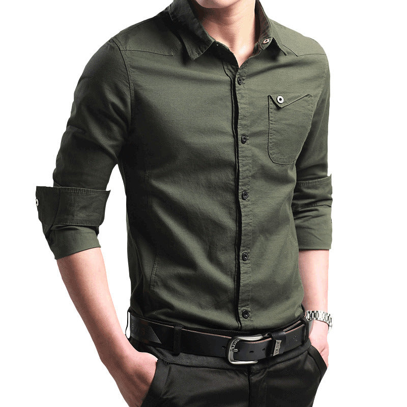 Herren Slim-Fit Business-Hemd mit Kentkragen und aufgesetzter Brusttasche Nord Taschen