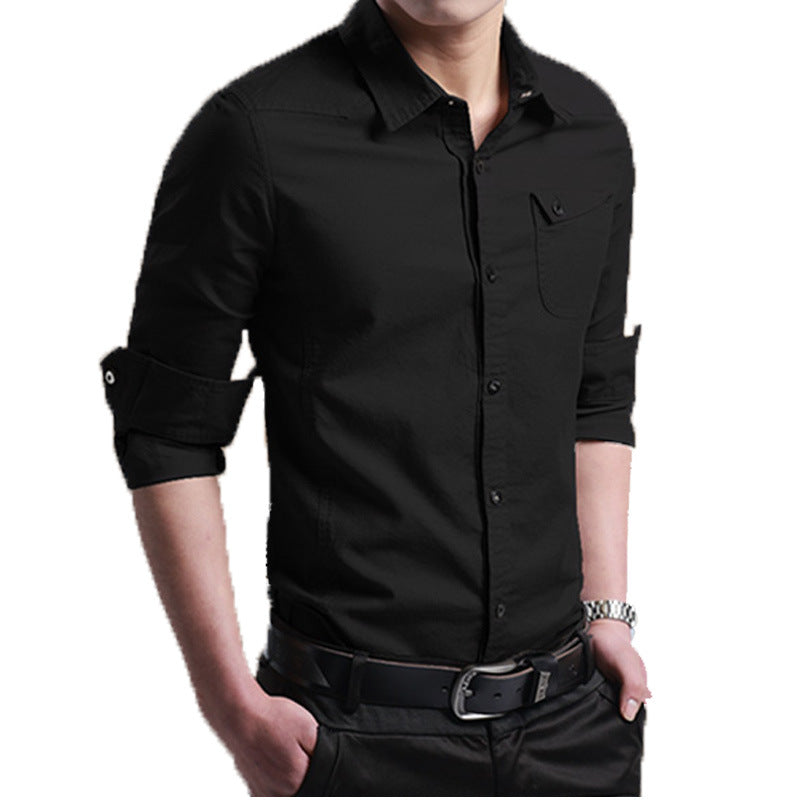 Herren Slim-Fit Business-Hemd mit Kentkragen und aufgesetzter Brusttasche Nord Taschen