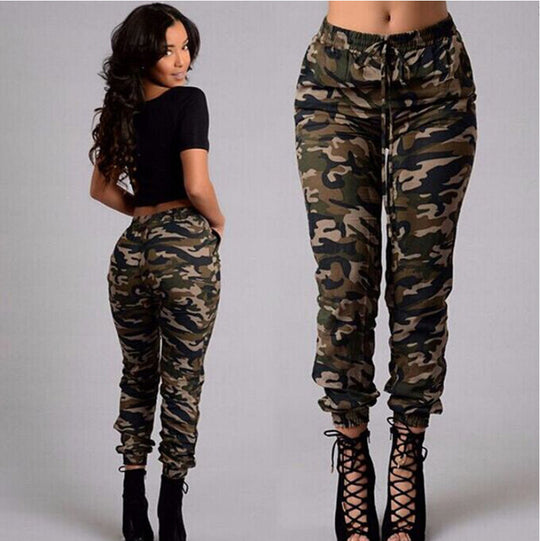 Damen Cargohose im Camouflage-Jogger-Stil mit Tunnelzug und elastischen Bündchen Nord Taschen