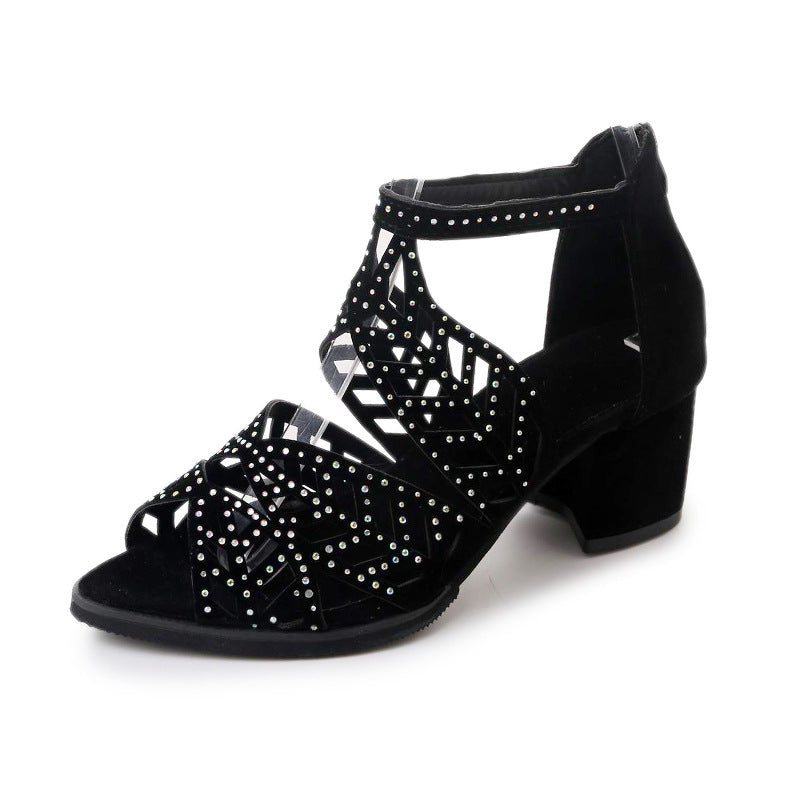 Damen Elegante Sandalen mit glamourösem Strassdetail und modischem Riemendesign