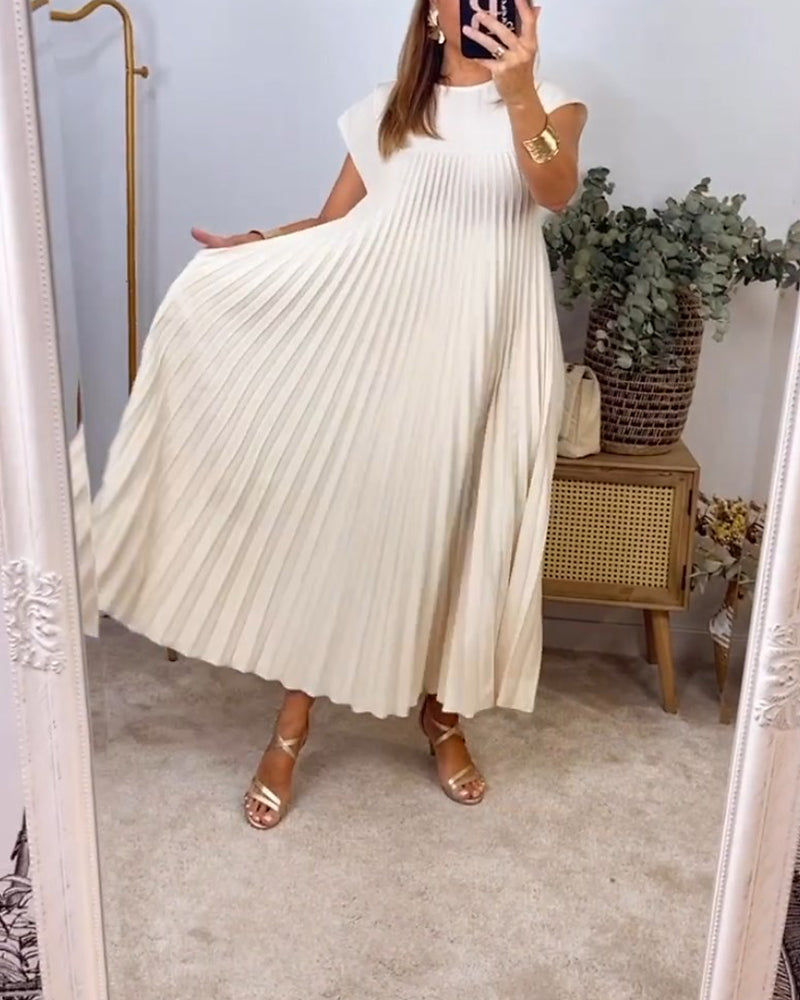 Elegantes Plissee-Kleid Einfarbig Ärmellos