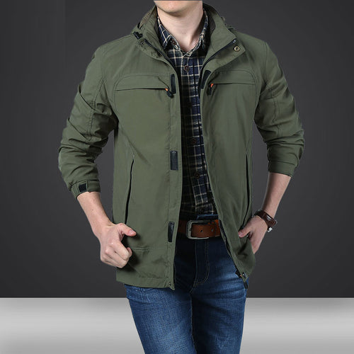 Herren leichte Kapuzen-Utility-Jacke mit Windschutz und Mehrfachtaschen Nord Taschen