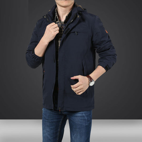 Herren leichte Kapuzen-Utility-Jacke mit Windschutz und Mehrfachtaschen Nord Taschen