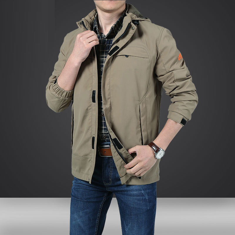 Herren leichte Kapuzen-Utility-Jacke mit Windschutz und Mehrfachtaschen Nord Taschen