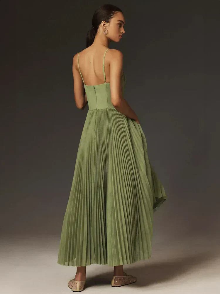 Falten Korsett Midi-Kleid für Damen