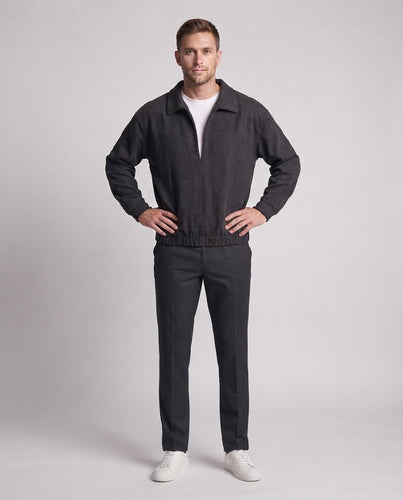 Herren Oversize-Pullover-Blouson mit Hemdkragen und elastischem Saum Nord Taschen