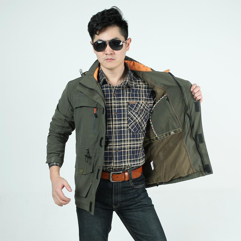 Herren Fieldjacke mit Mesh-Innenfutter, Kapuze und Multifunktions‑Taschen Nord Taschen
