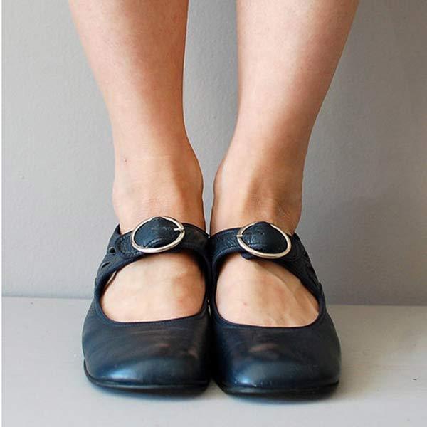 Orthopädische Vintage-Schuhe mit Runder Zehenpartie