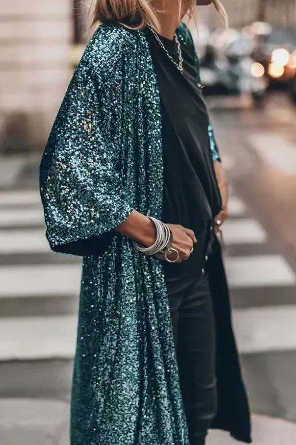 Glamour Kimono aus Pailletten mit Schlüsselloch - Arvani