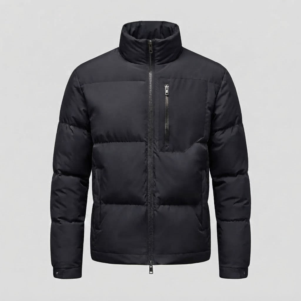 Herren Urbaner Kurz-Puffer mit hohem Stehkragen, Brustreißverschluss & winddichter Hülle Nord Taschen