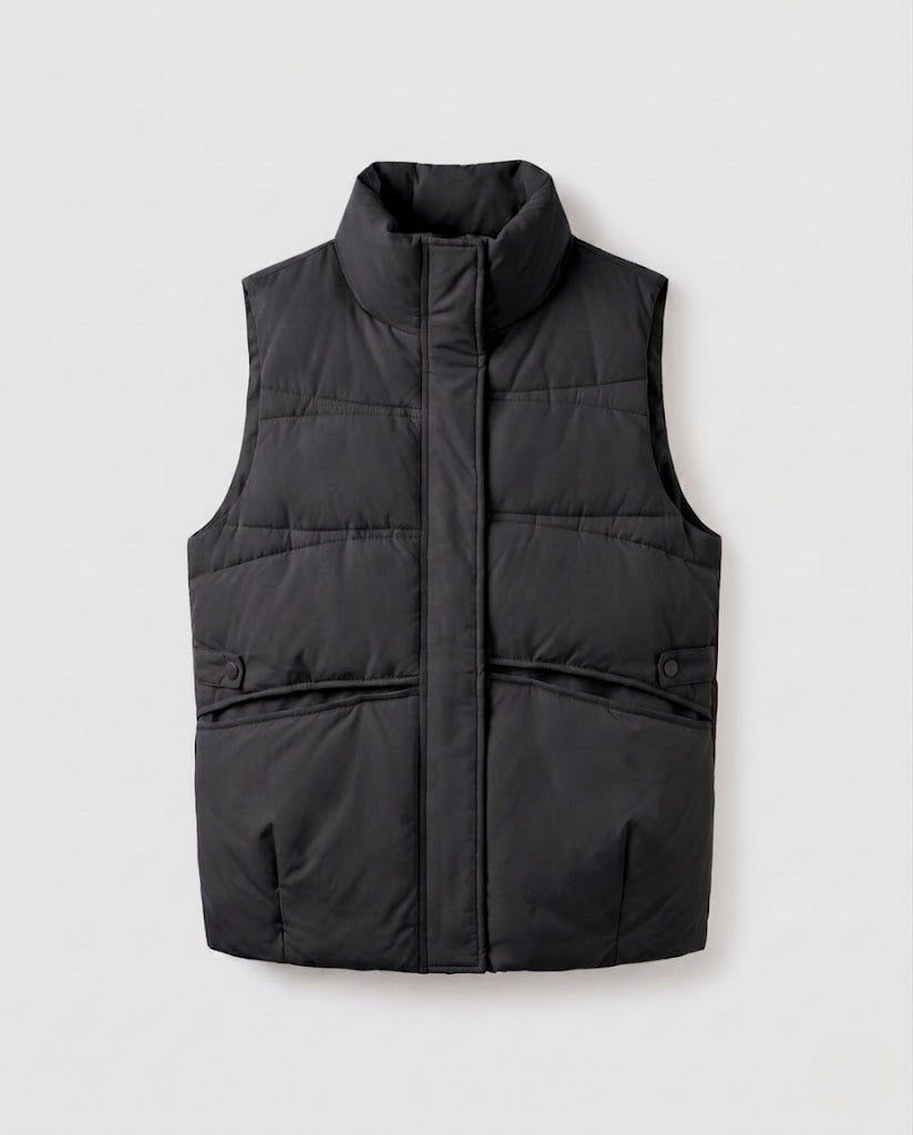 Damen nan leichtgewicht gesteppte Thermojacke mit hoch stehendem Kragen, verdecktem beidseitigem Reißverschluss und seitlichen Eingrifftaschen