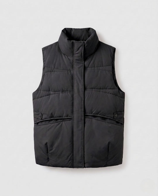Damen nan leichtgewicht gesteppte Thermojacke mit hoch stehendem Kragen, verdecktem beidseitigem Reißverschluss und seitlichen Eingrifftaschen