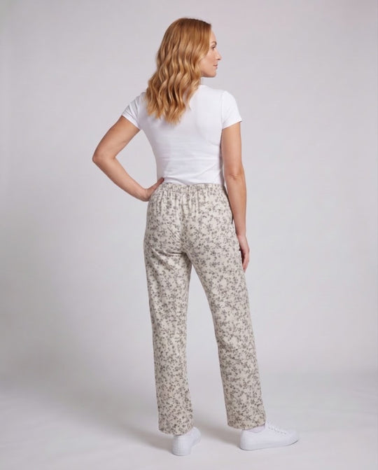 Damen Weite High‑Waist Palazzohose mit floralem Druck und lockerem Bein Nord Taschen
