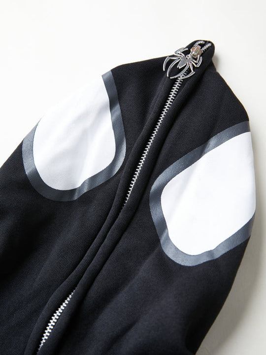 Hoodie mit Reißverschluss Und Spinnenprint Avellé