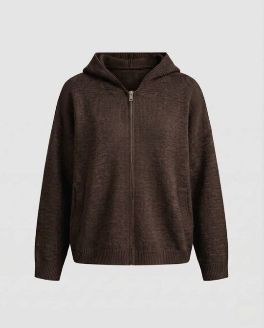 Unisex Oversize Strick‑Kapuzenjacke mit durchgehendem Reißverschluss Nord Taschen