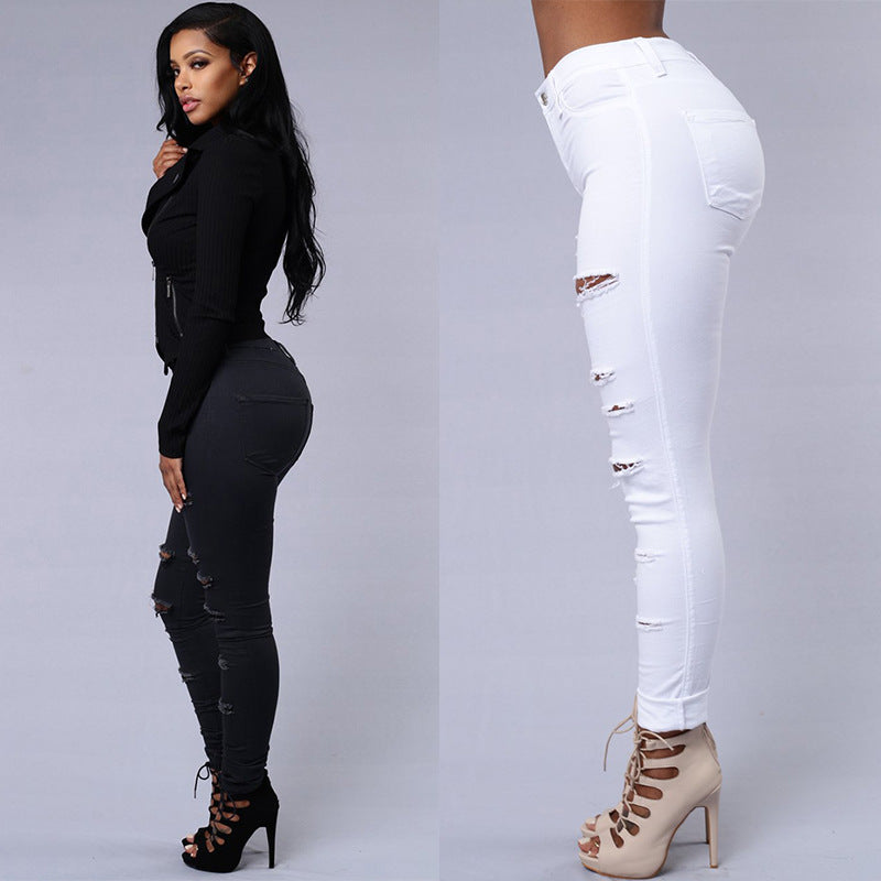 Skinny Damen Jeans - Hohe Taille, Lässiger Bleistiftschnitt