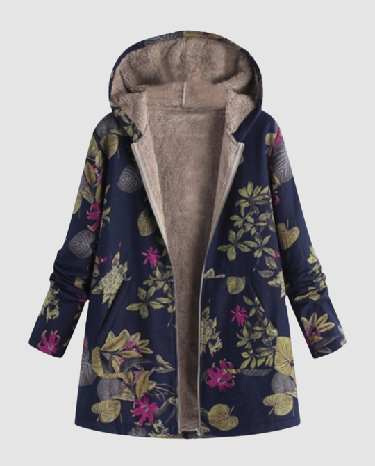 Winterjacke Damen Blumenmuster