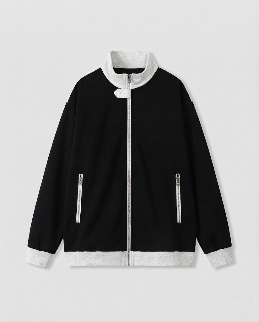 Herren Sportive Trackjacke mit Stehkragen und Kontrastpaspeln Nord Taschen