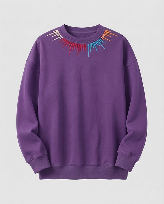 Herren Oversize-Sweatshirt mit Rundhalsausschnitt und bunter Nacken-Grafik Nord Taschen