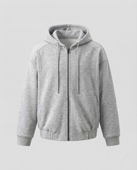 Herren Kapuzensweatjacke mit durchgehendem Reißverschluss, relaxed Oversize-Schnitt und gerippten Bündchen Nord Taschen