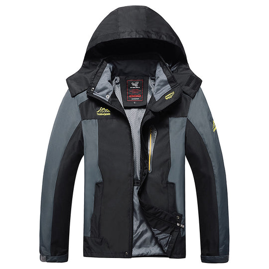 Herren dreilagige Softshell-Outdoorjacke mit abnehmbarer Kapuze und verschweißten Nähten Nord Taschen