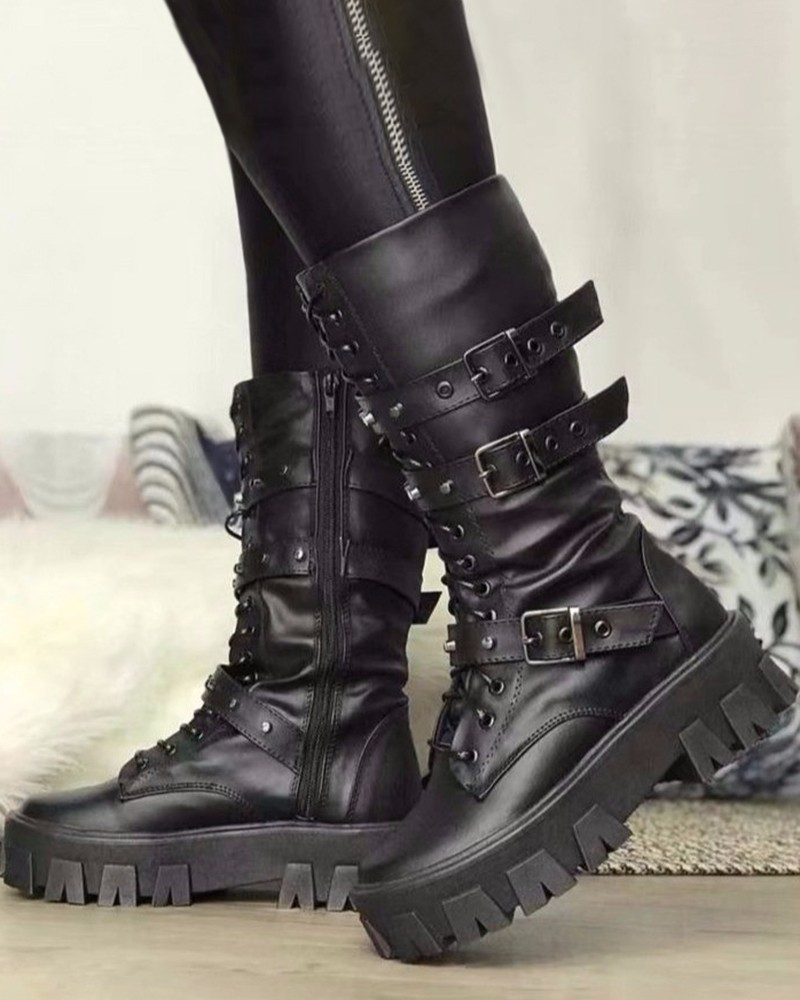 Stiefel Mit Reißverschluss Und Schnallen - Vittorelli