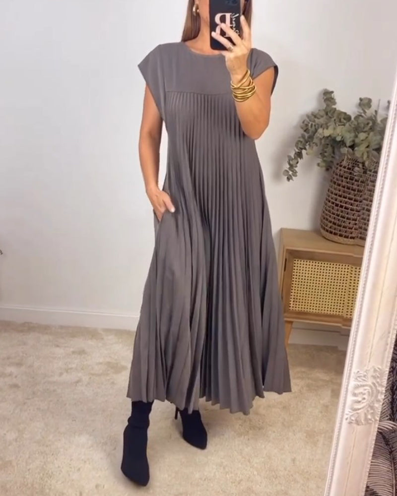 Elegantes Plissee-Kleid Einfarbig Ärmellos