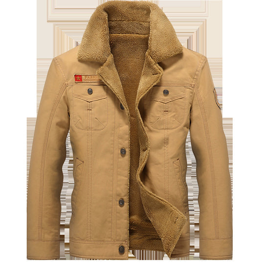 Herren Canvas-Truckerjacke mit Sherpa-Innenfutter und Utility-Taschen Nord Taschen