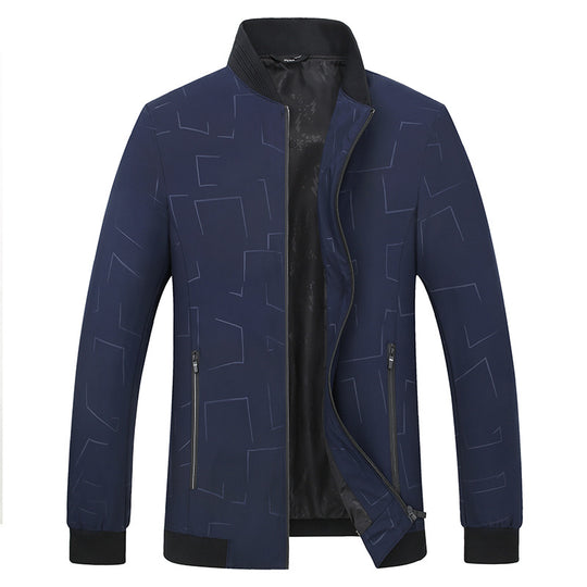 Herren Leichte Bomberjacke mit geometrischem Print, wasserabweisender Oberfläche und Rippbündchen Nord Taschen