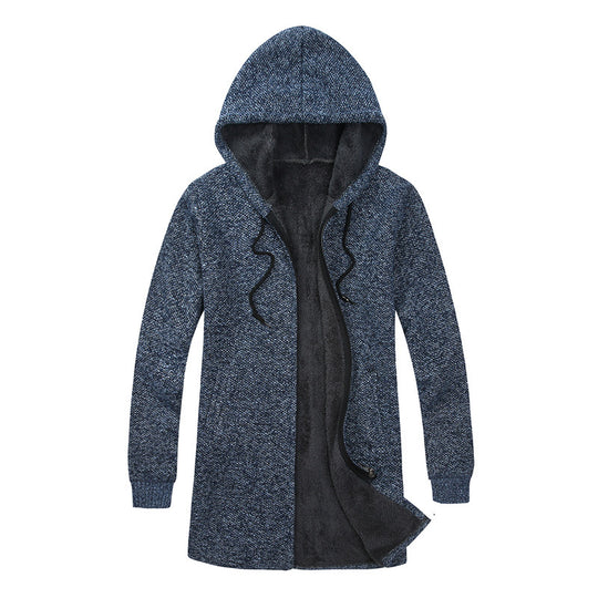 Herren Kapuzen-Strickmantel mit weichem Teddyfutter und offenem Schnitt Nord Taschen
