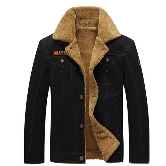 Herren Canvas-Truckerjacke mit Sherpa-Innenfutter und Utility-Taschen Nord Taschen